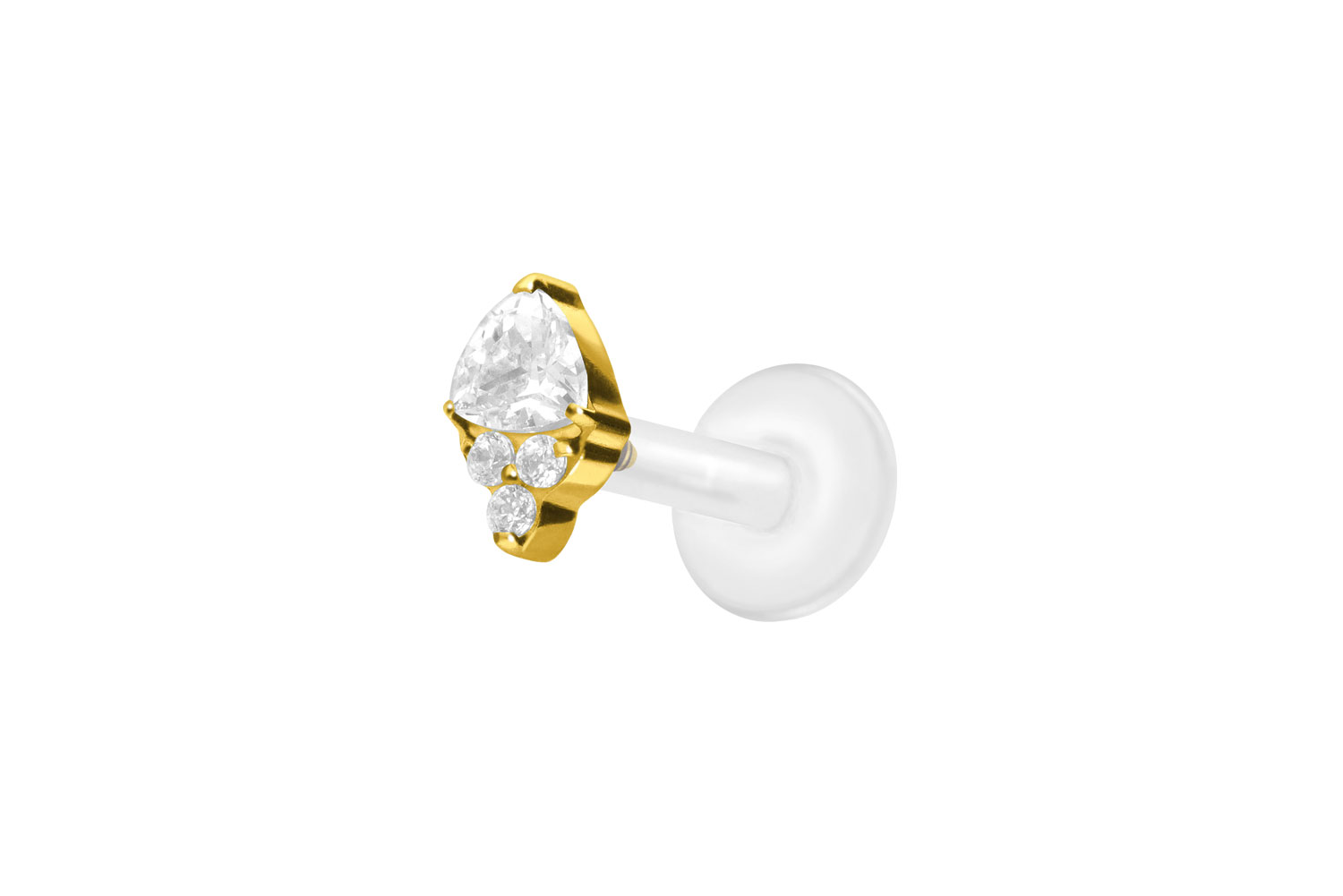 PTFE Labret Piercing mit Innengewinde + Titan-Aufsatz EINGEFASSTE KRISTALLE